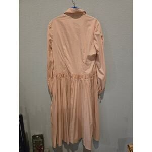 Bibhu Mohapatra Women's Pink Pleated Shirt Dress Size 10 Midi Party